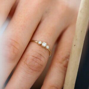 14K Three Stone Diamond Ring size 6 (ship in Mejuri packaging)